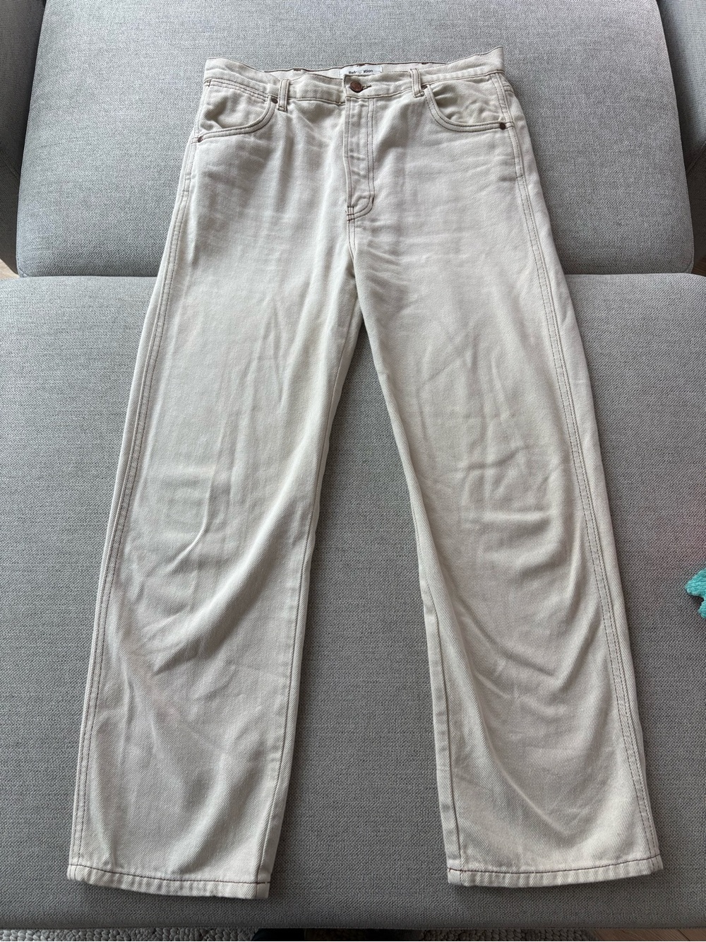 Reformation Cowboy High Rise Cream Straight Jeans
